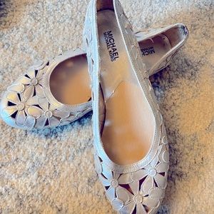 Michael Kors silver ballet flats